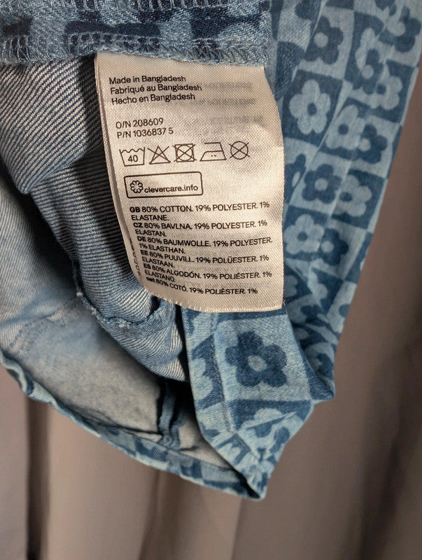 H&M Blue Checkerboard Floral Denim Mini Dress Y2K Retro Cami