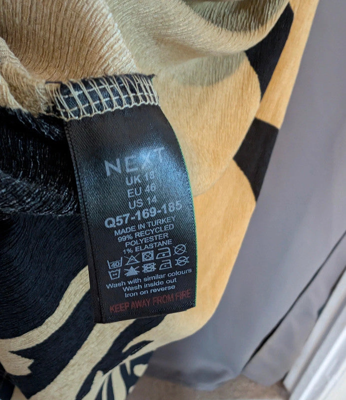 Next Black Ochre Abstract Graphic Maxi Dress UK 18 Plus Size Whimsigoth