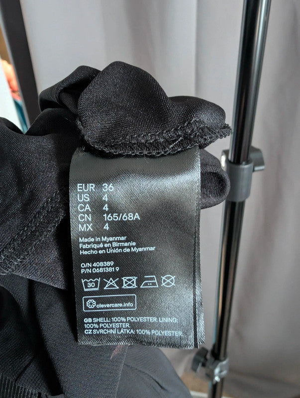 H&M Divided Black Sheer Maxi Skirt Side Slit Lined UK 8 Goth Emo Whimsigoth