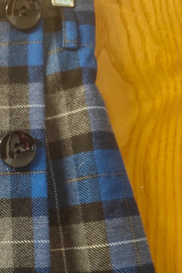 Blue Plaid Wool Blend Mini Skirt | Italian Made Academic Tartan Wrap Skirt S alcyone213k