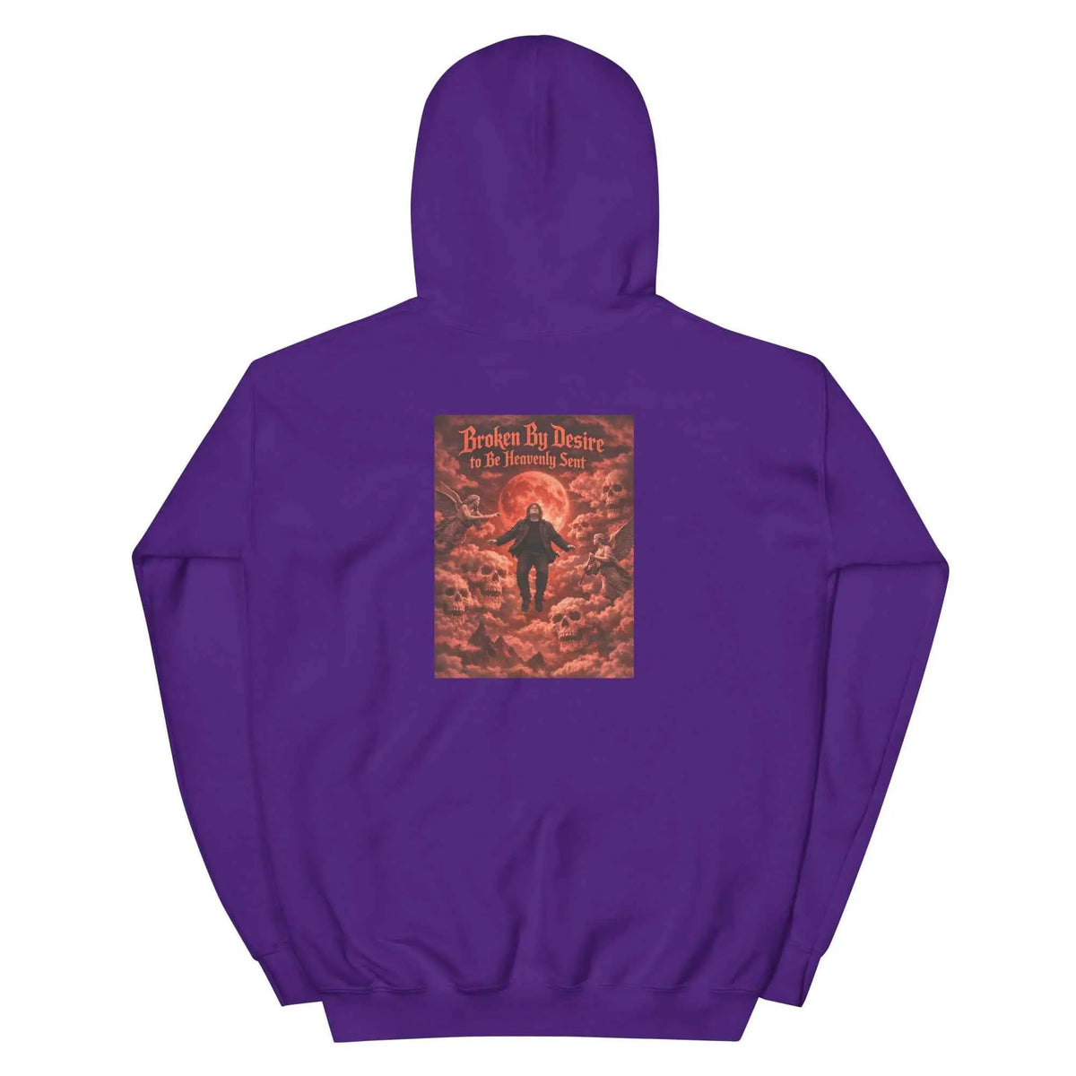 Lewis Capaldi gothic hoodie with hood and pouch pocket, purple, back graphic print