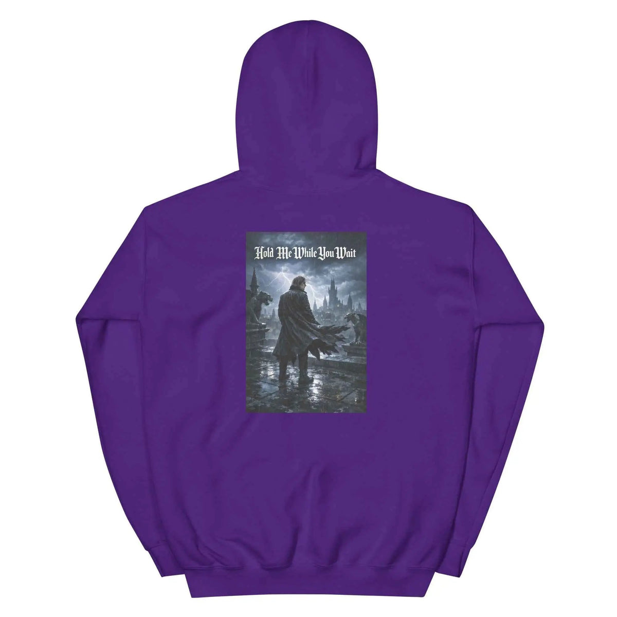 Purple unisex hoodie with back graphic print and hood