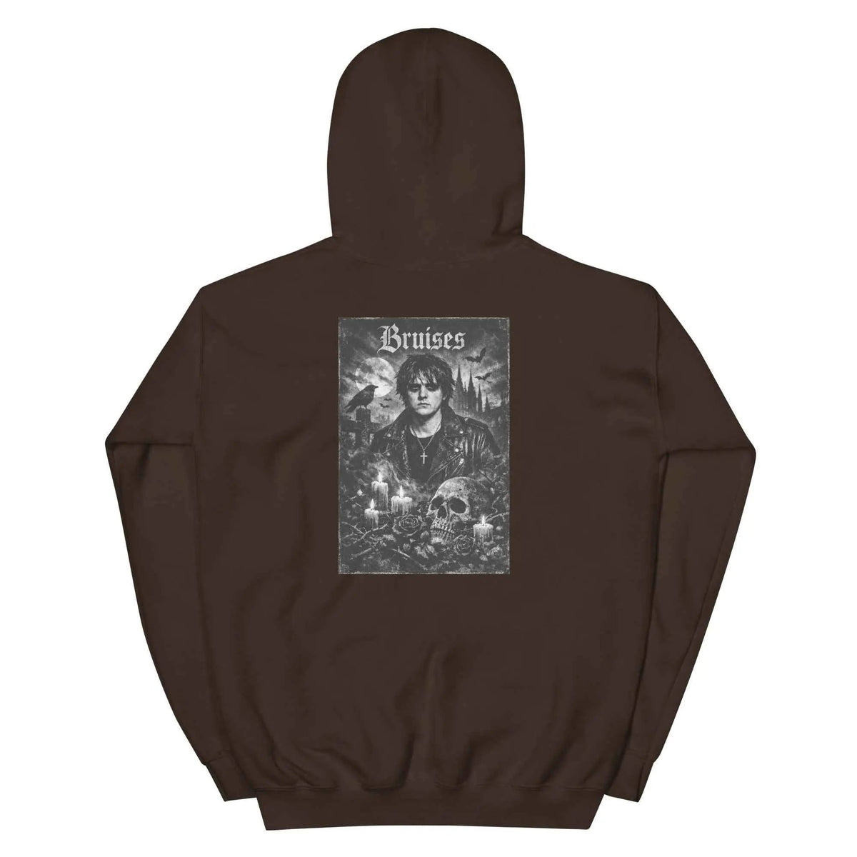 Unisex Lewis Capaldi Gothic Bruises pullover hoodie, dark chocolate, back graphic print