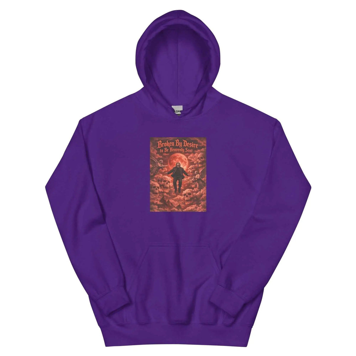 Lewis Capaldi gothic hoodie with hood and pouch pocket, purple, chest graphic print