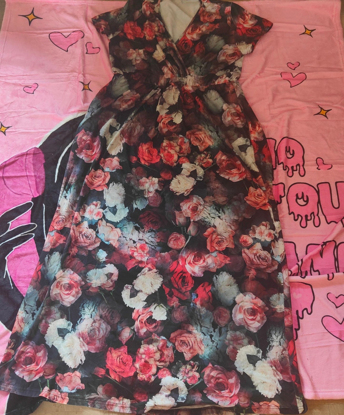 HotSquash Black & Red Floral Dress UK 12 alcyone213k