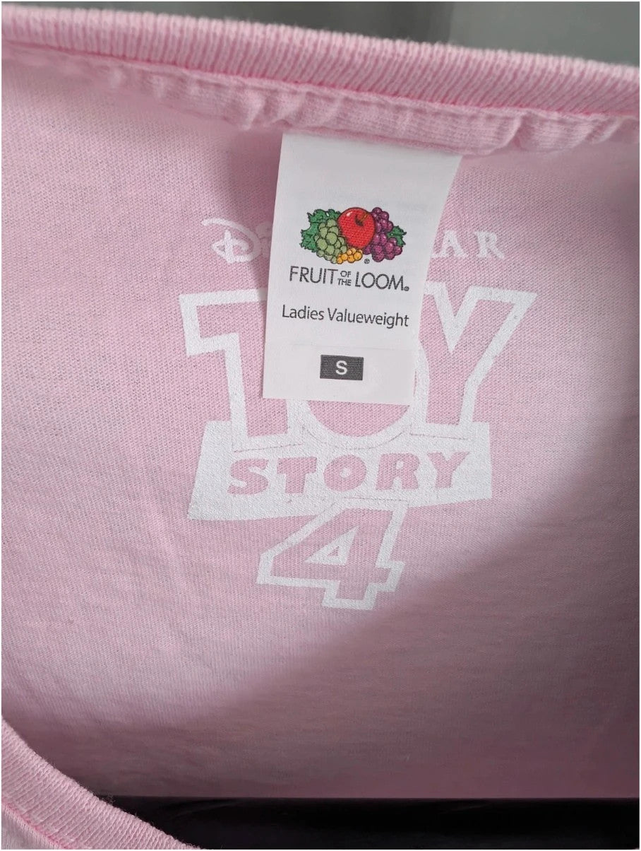 Disney pink graphic t-shirt featuring Bo Peep and "Fight Like A Girl!" text.