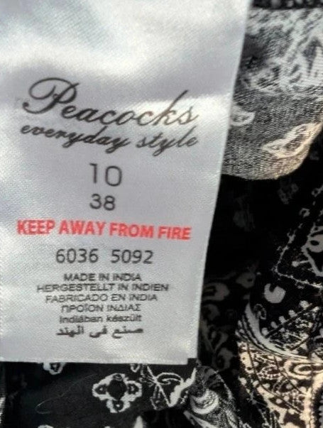 Peacocks black and white paisley strapless bandeau jumpsuit in lightweight viscose fabric.