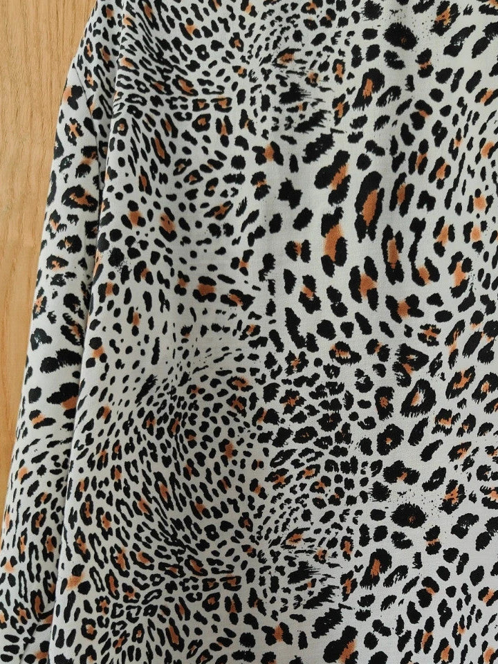 Leopard Print Blouse Gold Button Floaty Shirt Animal Print Top UK Chic Size 16 alcyone213k