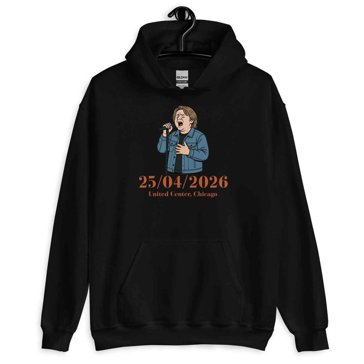 Unisex black tour hoodie with chest graphic, 25/04/2026 United Center Chicago