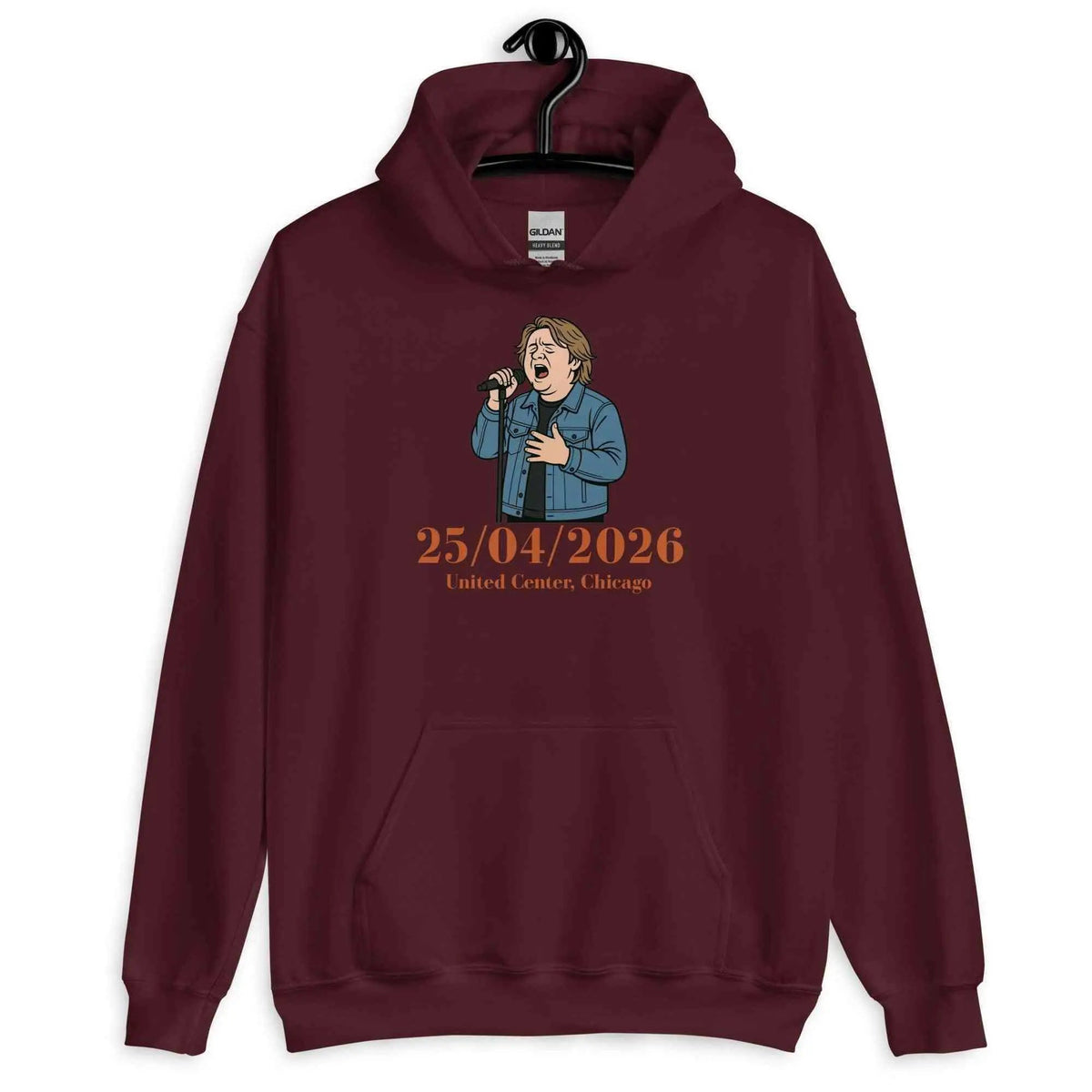 Unisex maroon tour hoodie with chest graphic, 25/04/2026 United Center Chicago