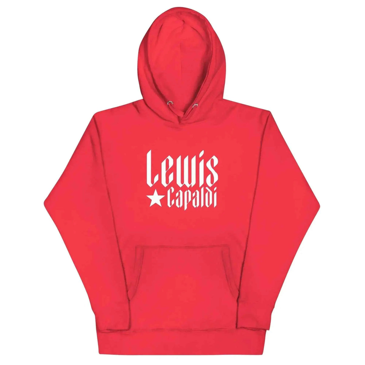 Red cotton graphic pullover hoodie with hood and front pouch pocket