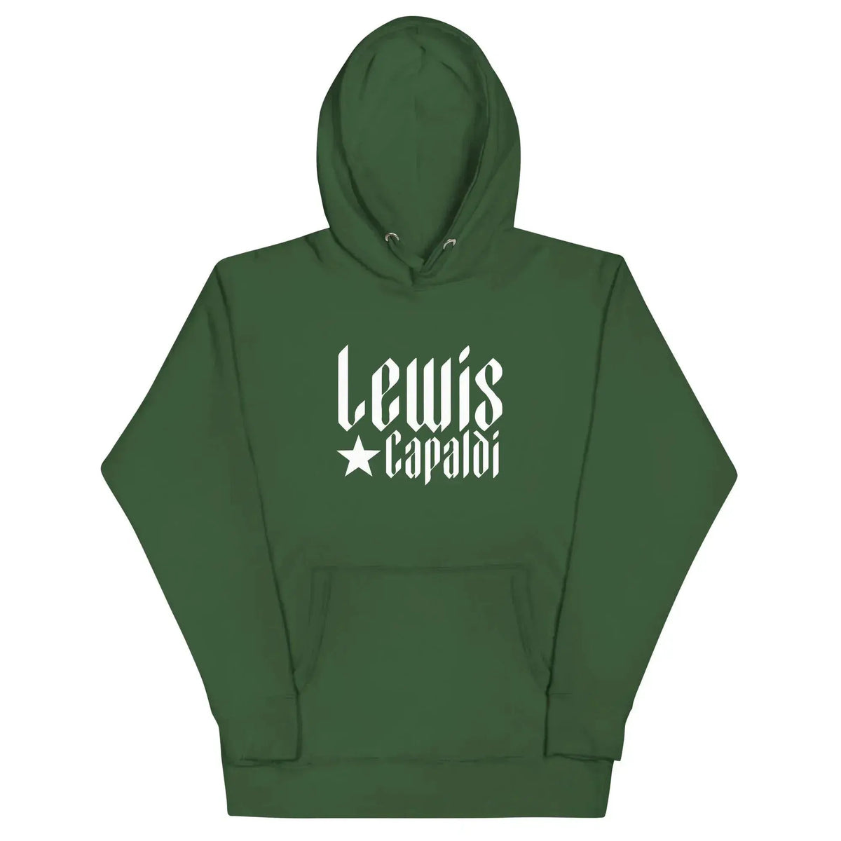 Green cotton graphic pullover hoodie with hood and front pouch pocket