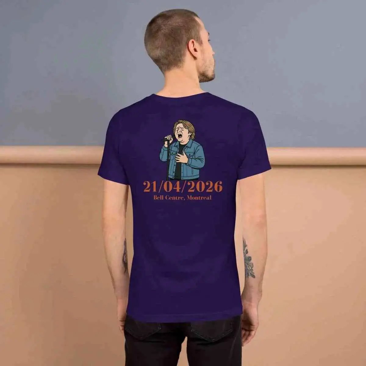 Team Purple fan tee back with mic graphic and text 21/04/2026, Bell Centre Montreal