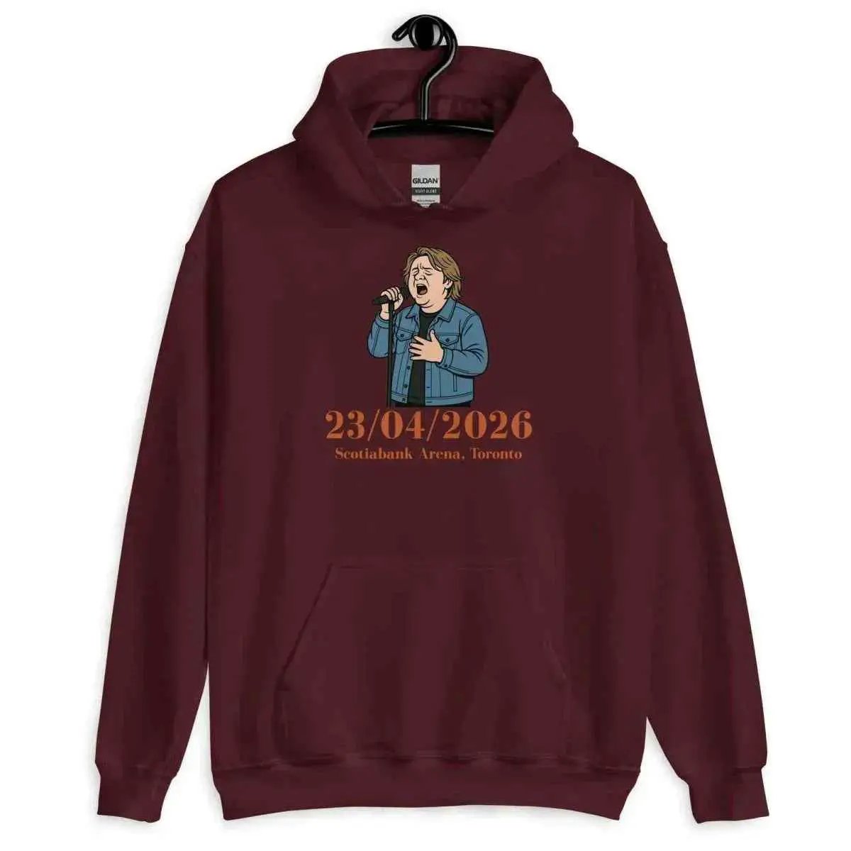 Maroon tour hoodie with front graphic and 23/04/2026 text for Scotiabank Arena