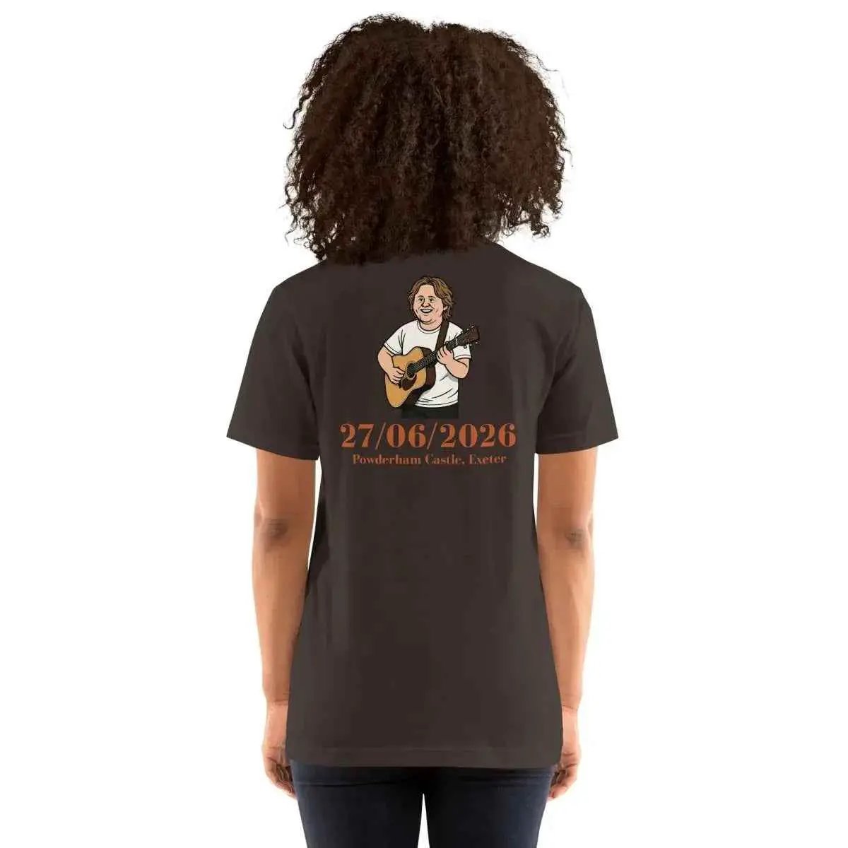 Unisex cotton tour T-shirt in dark gray with back performer graphic and date 27/06/2026