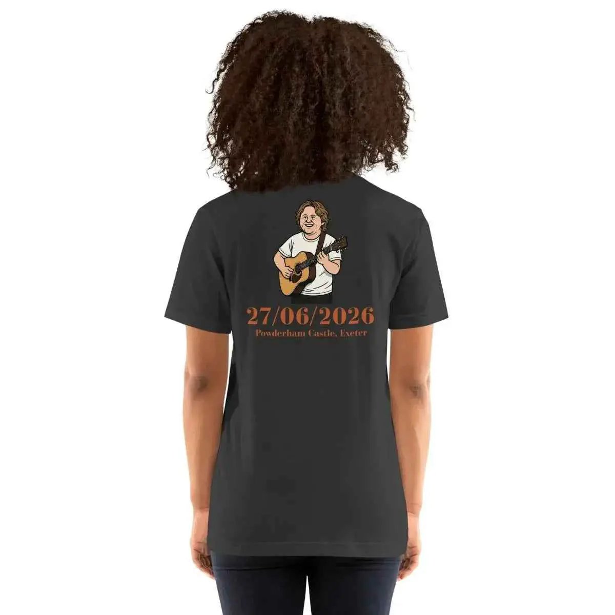Unisex cotton tour T-shirt in black with back performer graphic and date 27/06/2026