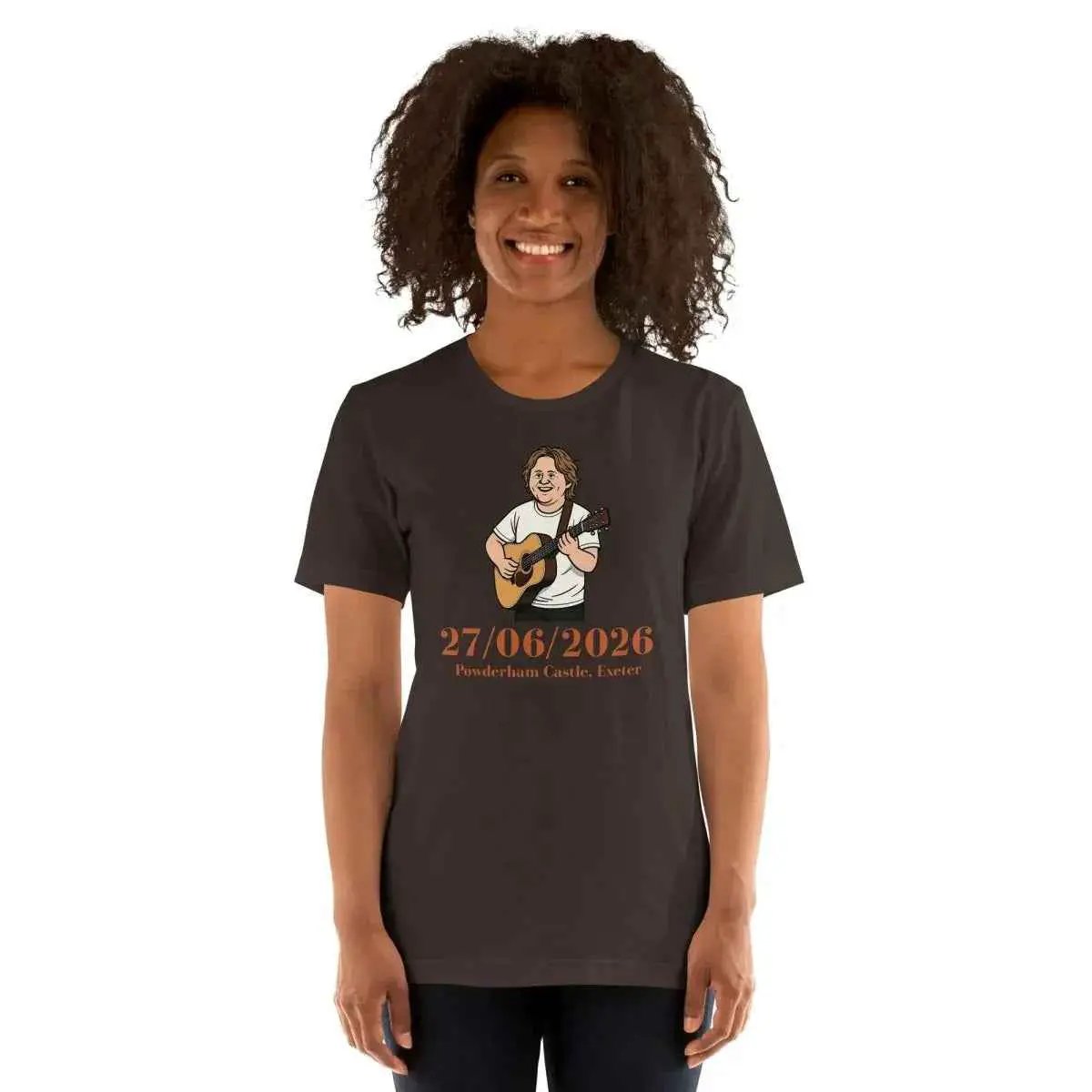 Unisex cotton tour T-shirt in dark gray with front performer graphic and date 27/06/2026