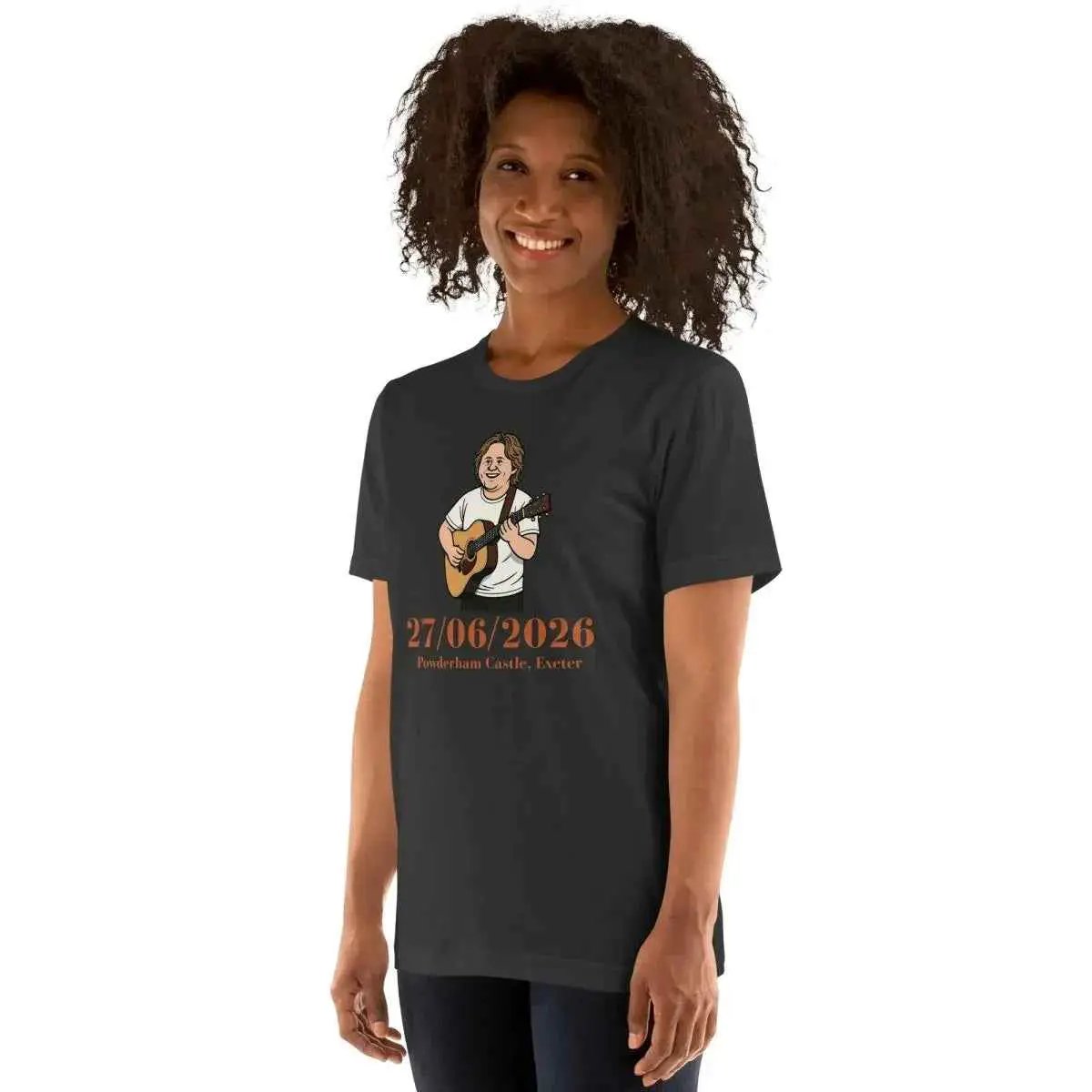 Unisex cotton tour T-shirt in black with front performer graphic and date 27/06/2026