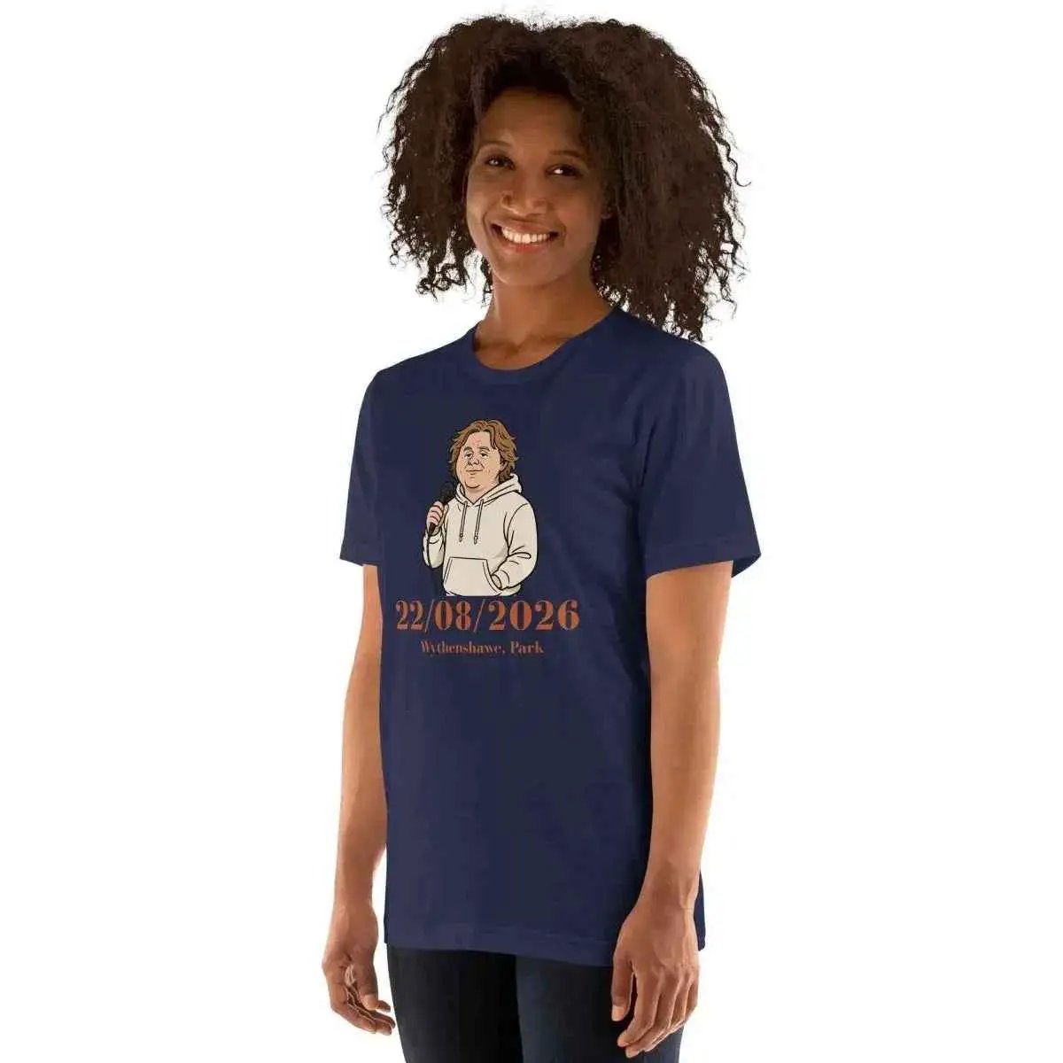 Unisex navy graphic T-shirt with front date print and crew neck