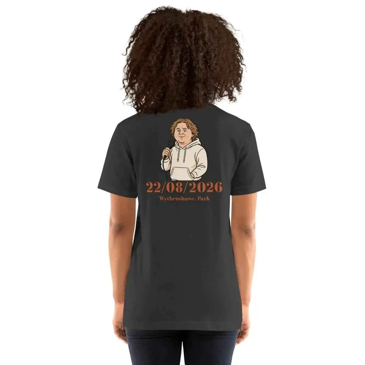 Unisex black graphic T-shirt with back date print and illustrated singer icon