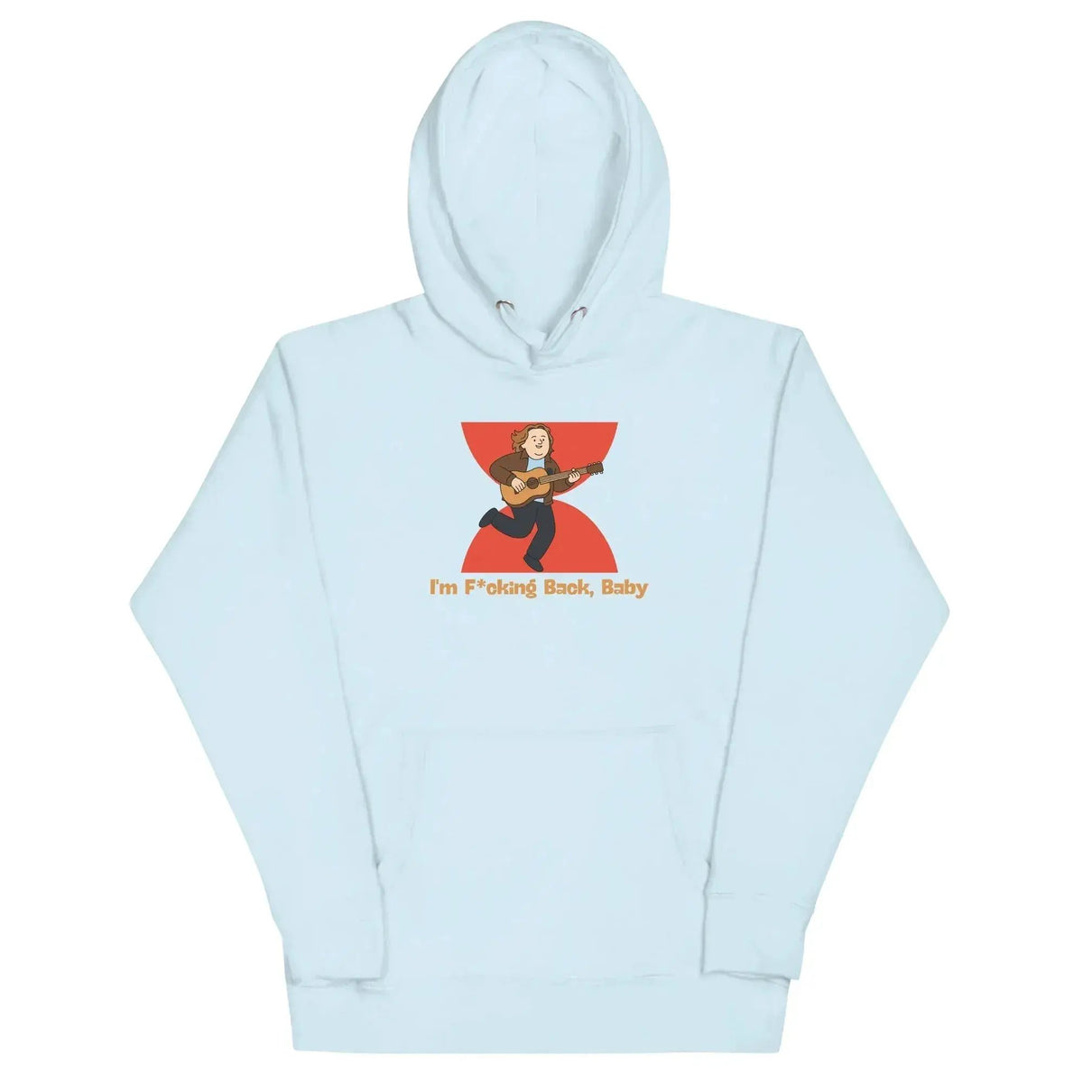Light blue back graphic pullover hoodie with hood and kangaroo pocket