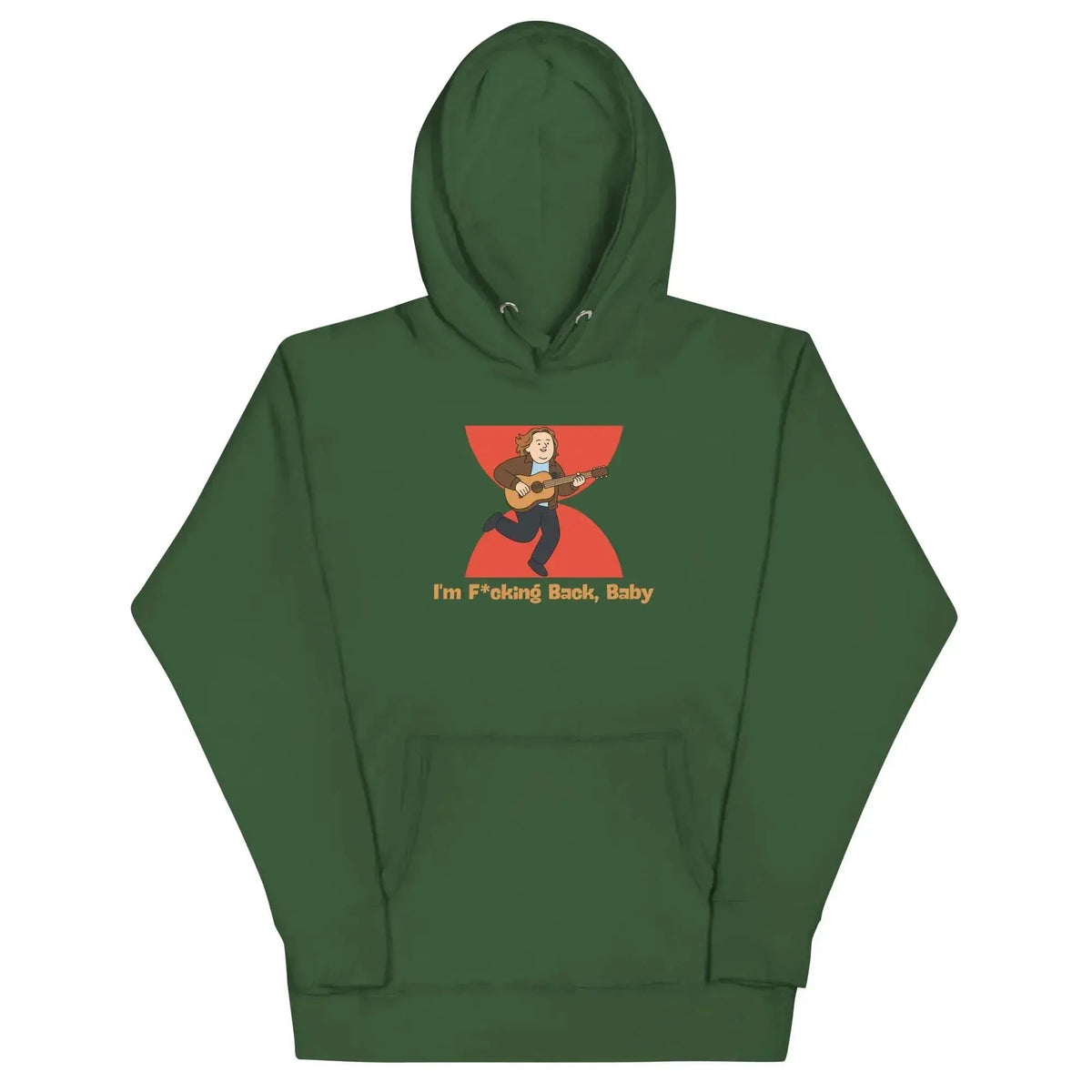Green back graphic pullover hoodie with hood and kangaroo pocket