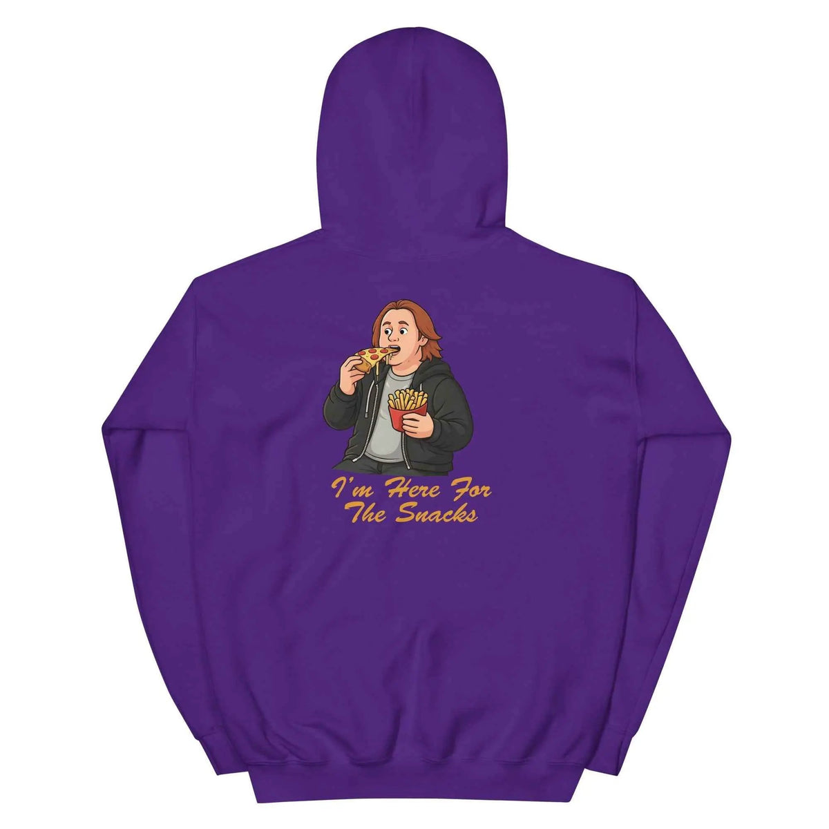 Unisex purple hoodie with back graphic print, pullover hood and kangaroo pocket
