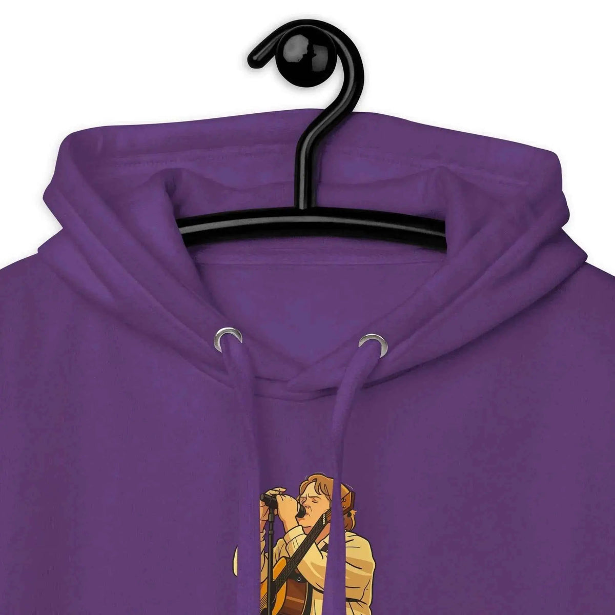 Unisex pullover hoodie, purple, hood with drawstrings and front graphic print