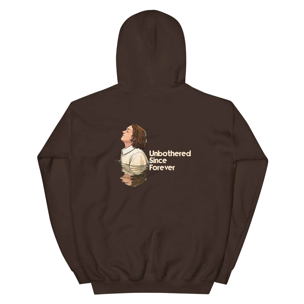 Dark chocolate unbothered graphic hoodie sweatshirt with back print