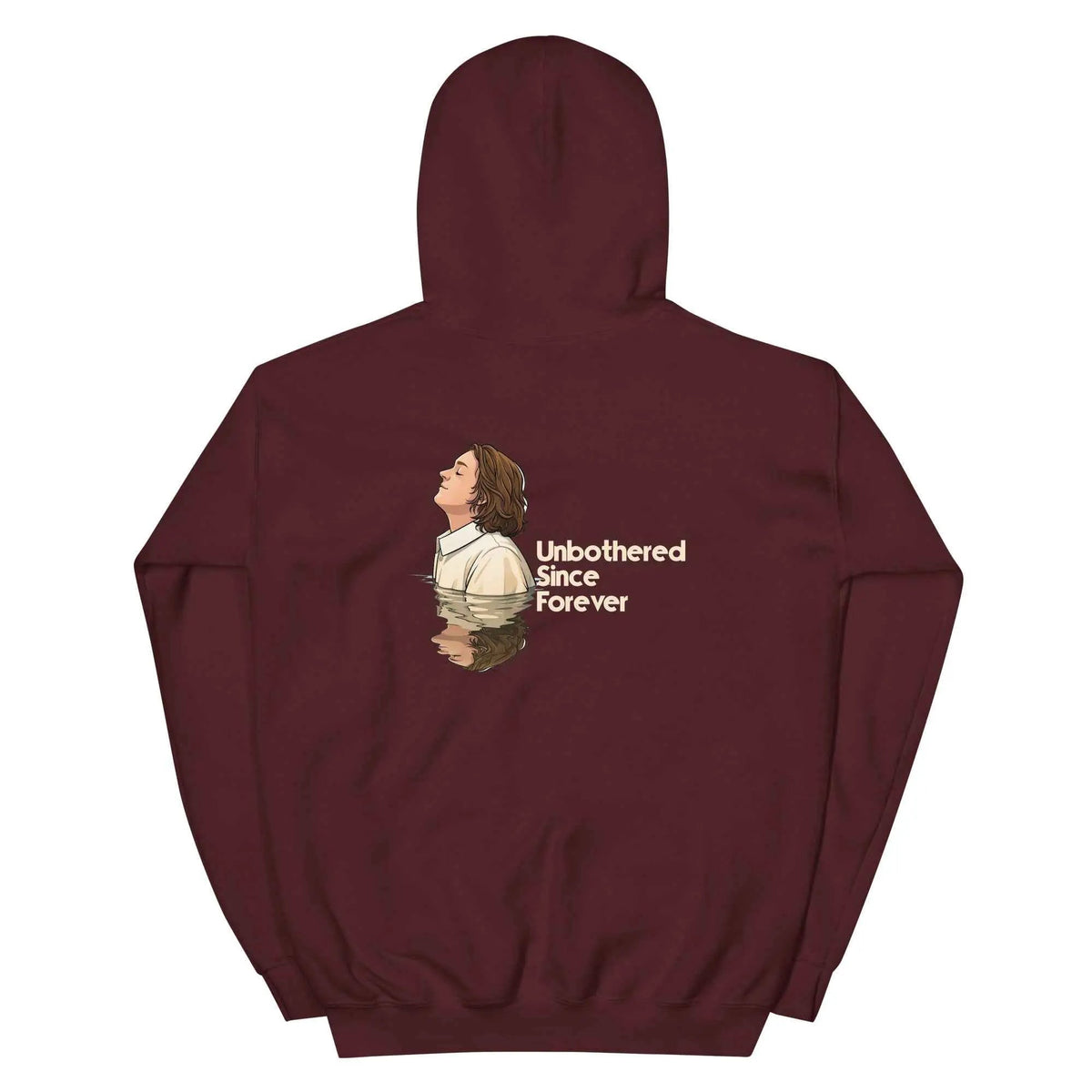 Maroon unbothered graphic hoodie sweatshirt with back print