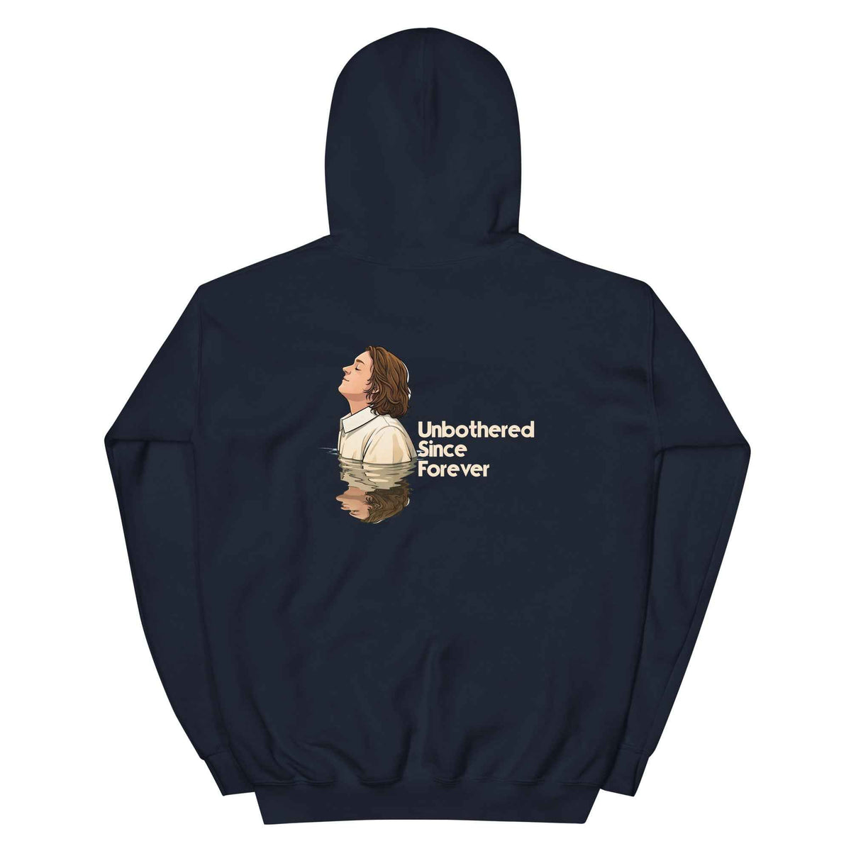 Navy unbothered graphic hoodie sweatshirt with back print