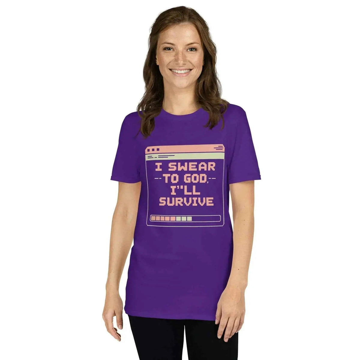 Unisex cotton T-shirt, purple, front graphic lyric print