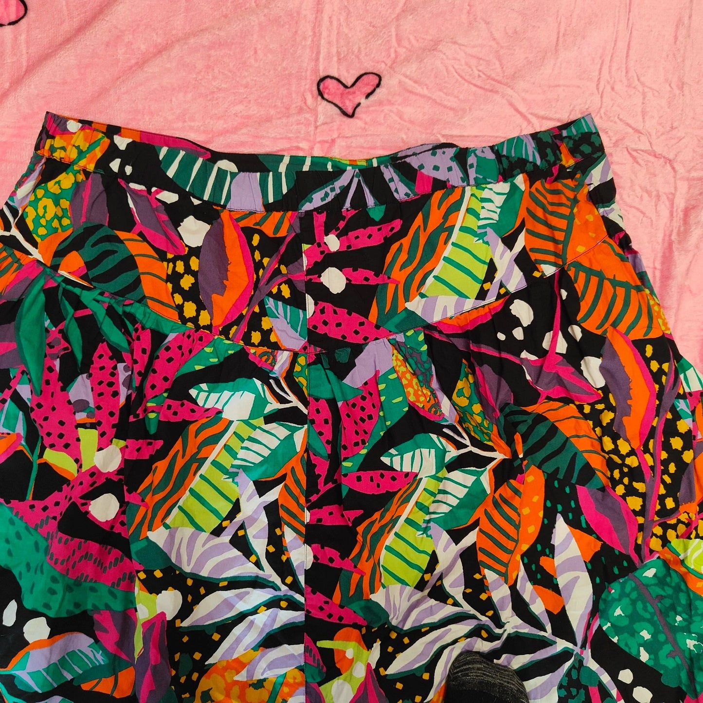 TU Woman Tropical Leaf Print Mini Skirt Button Front A-Line Size 22 alcyone213k