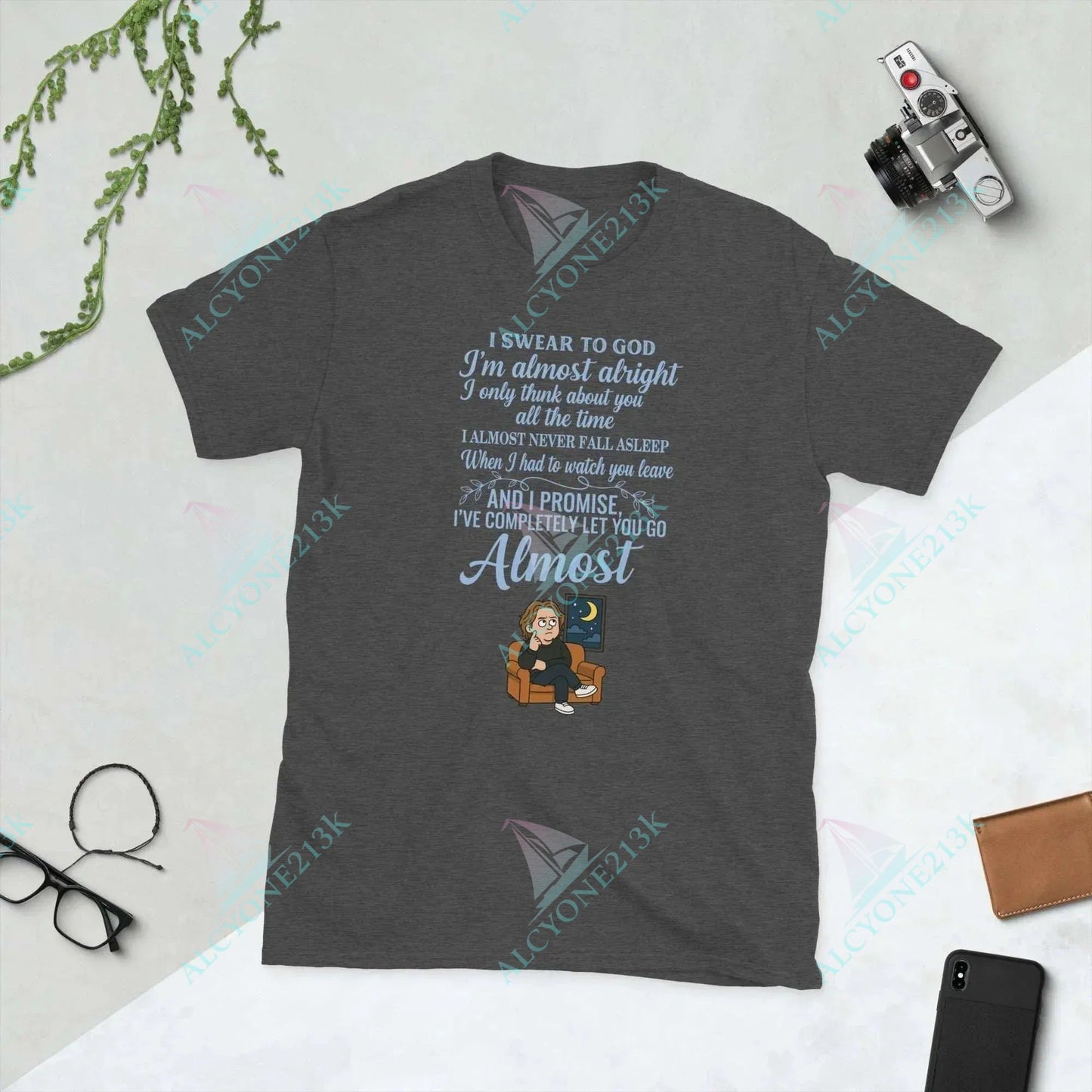 T-shirt Alcyone213k Lewis Capaldi Shirt - Almost Lyrics T-Shirt | 100% Cotton Unisex Tee for Fans Dark Heather Grey