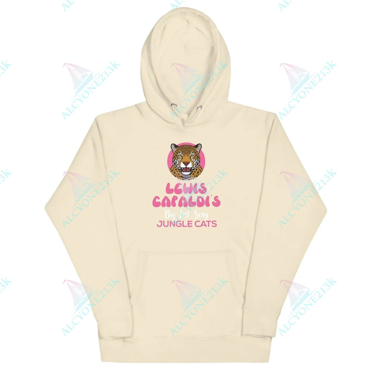 Alcyone213k Lewis Capaldi Hoodie - Big Fat Sexy Jungle Cats Graphic Print Unisex Bone