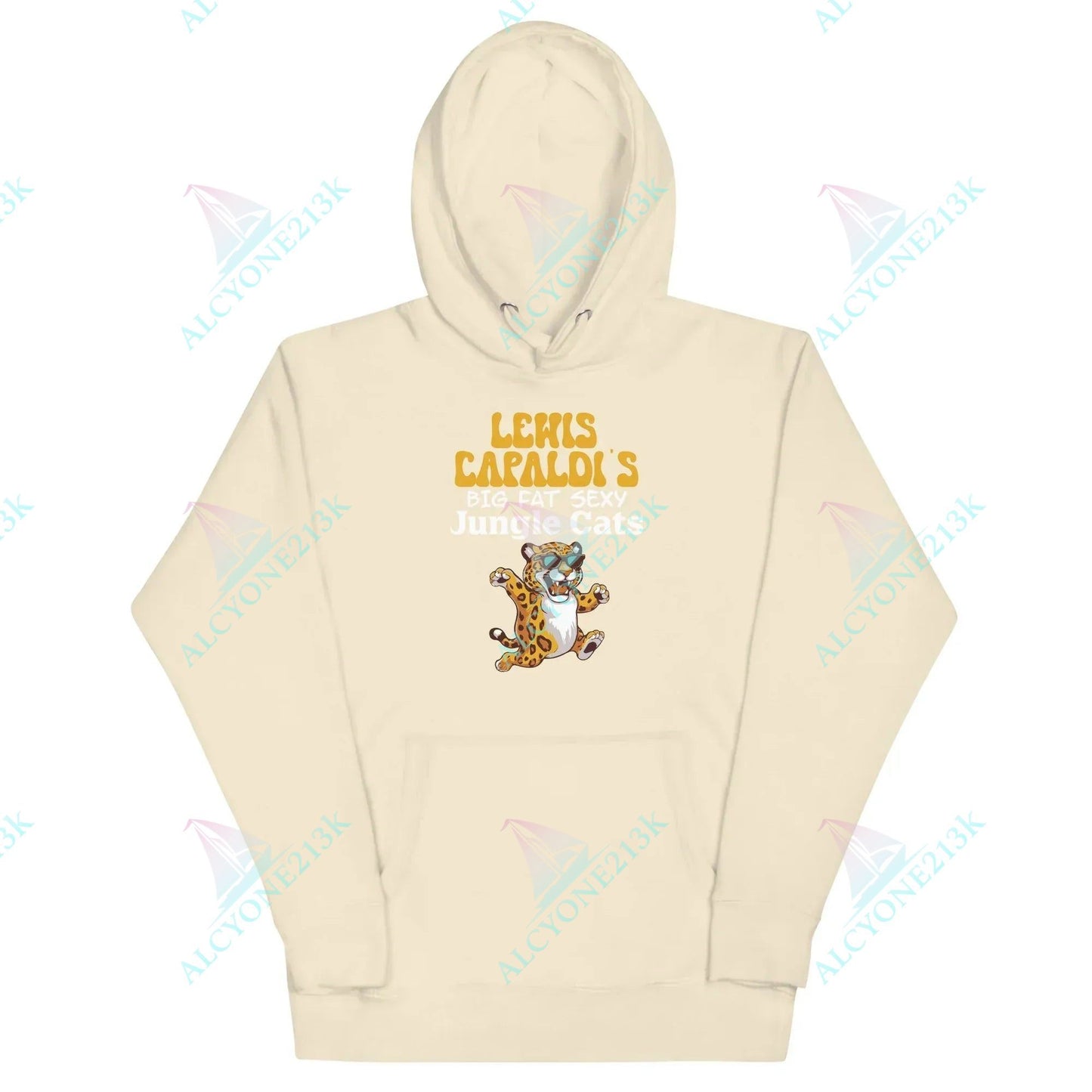 Hoodie Alcyone213k Lewis Capaldi Big Fat Sexy Jungle Cats Hoodie - Unisex Graphic Sweatshirt Bone