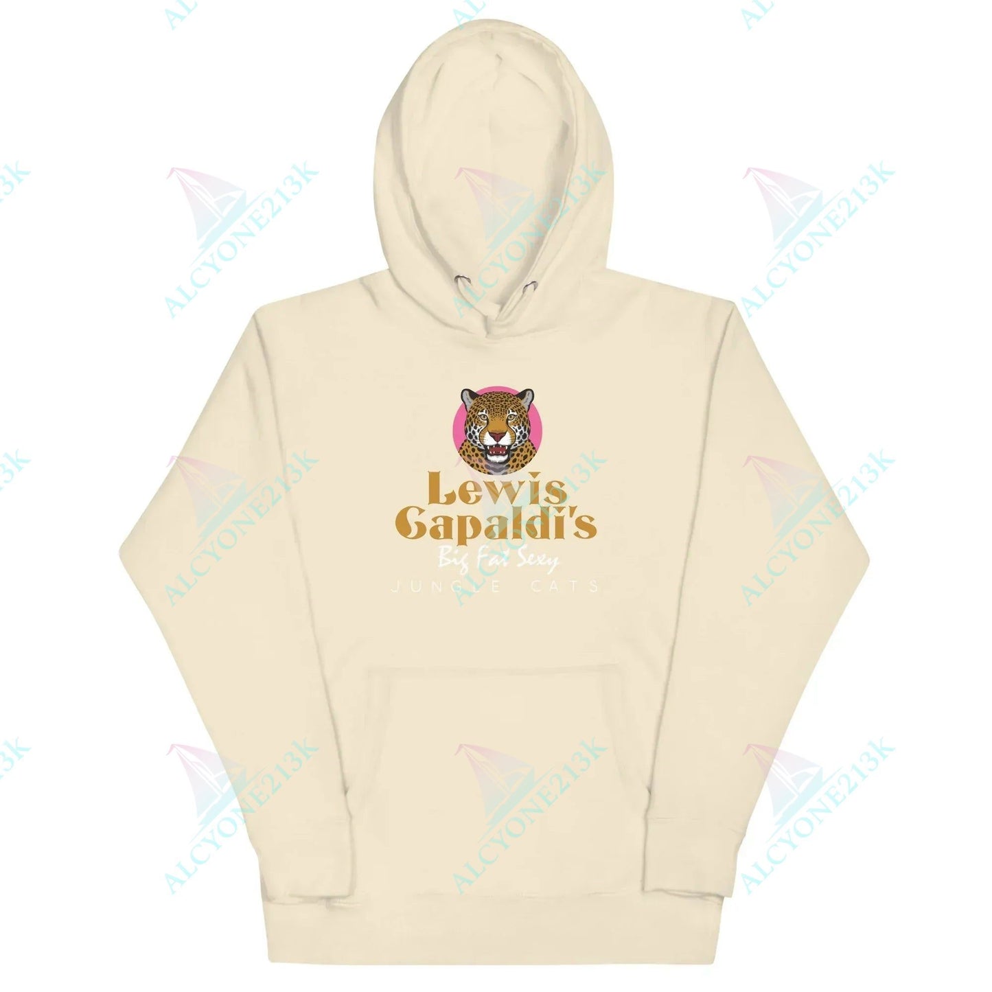 Alcyone213k Lewis Capaldi "Big Fat Sexy Jungle Cats" Graphic Hoodie - Unisex Cotton Fleece Bone