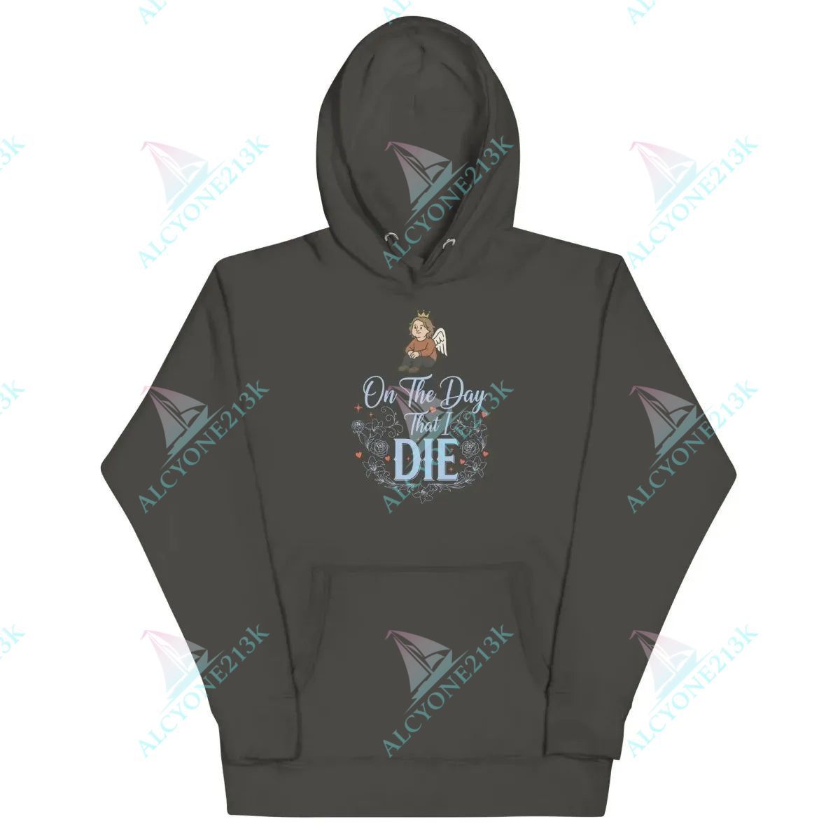 Alcyone213k Lewis Capaldi " On The Day That I Die" Lyric Hoodie – Unisex Eco-Friendly Cotton Blend Vintage Black