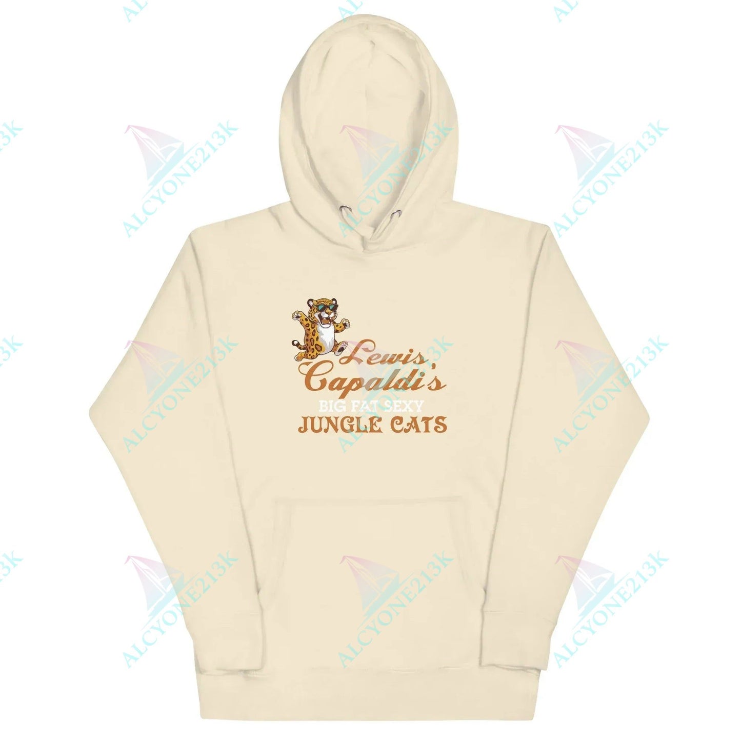 Alcyone213k Lewis Capaldi Big Fat Sexy Jungle Cats Hoodie – Unisex Sustainable Cotton with Unique Graphic Design Bone