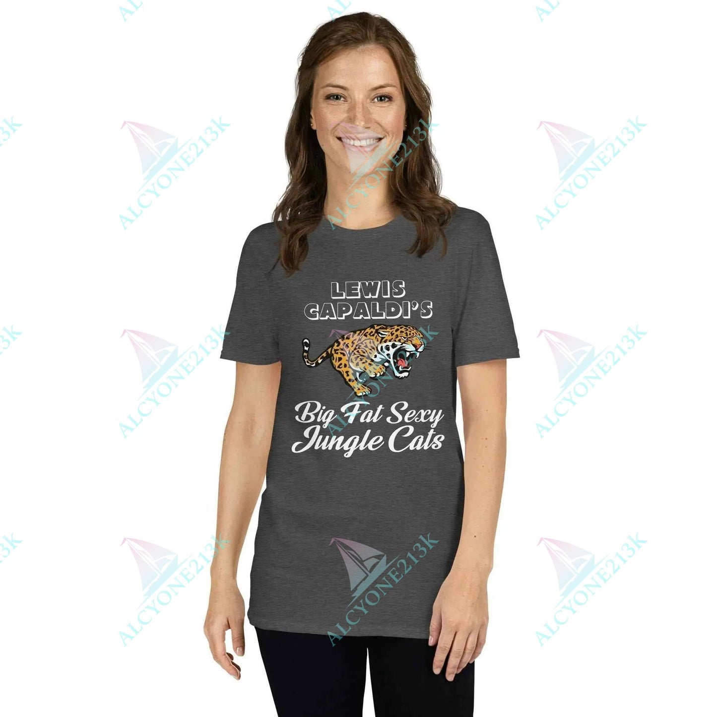 T-shirt Alcyone213k Lewis Capaldi Jungle Cats T-Shirt - Big Fat Sexy Jungle Cats Design Dark Heather Grey