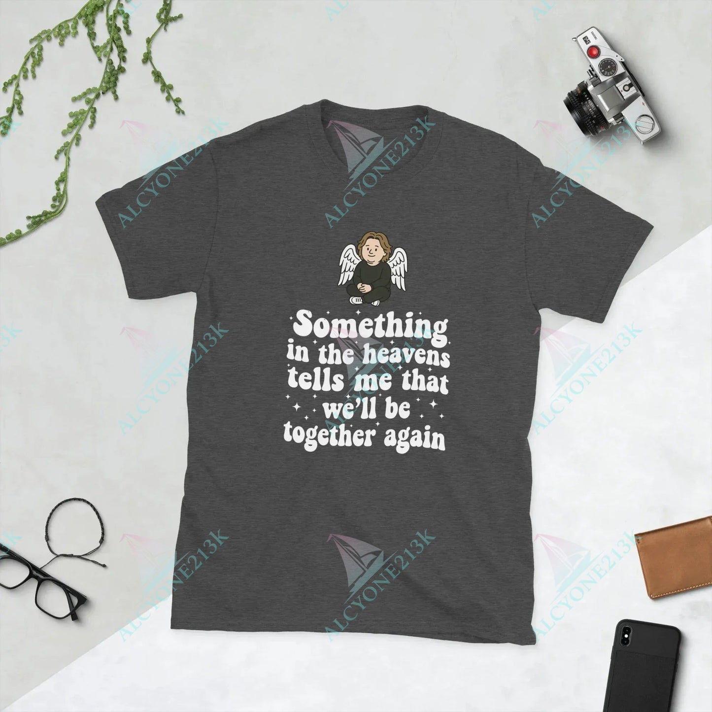 T-shirt Alcyone213k Lewis Capaldi "Something In The Heavens" Cotton T-Shirt | Alcyone213k - Lyrics Dark Heather Grey