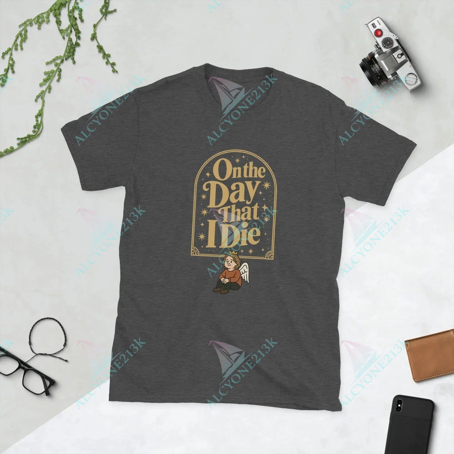 T-shirt Alcyone213k Lewis Capaldi "On The Day That I Die" Lyrics T-Shirt - Unisex Cotton Tee Dark Heather Grey