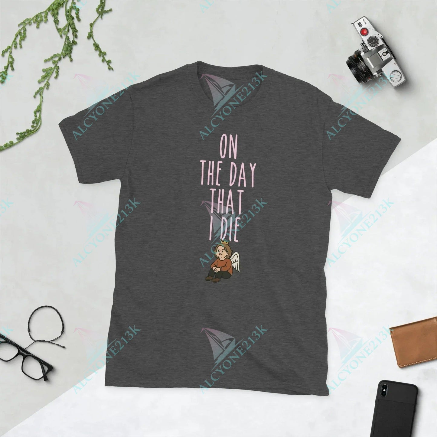 T-shirt Alcyone213k Lewis Capaldi "On The Day That I Die" Lyrics T-Shirt - Unisex Cotton Tee Dark Heather Grey