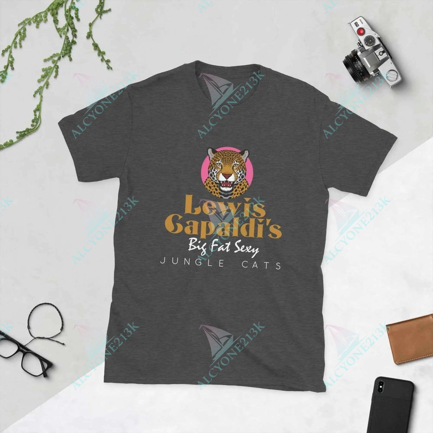 T-shirt Alcyone213k Unisex Lewis Capaldi T-Shirt - 'Sexy Jungle Cats' Eco-friendly Cotton Tee for Gen Z Fans Dark Heather Grey