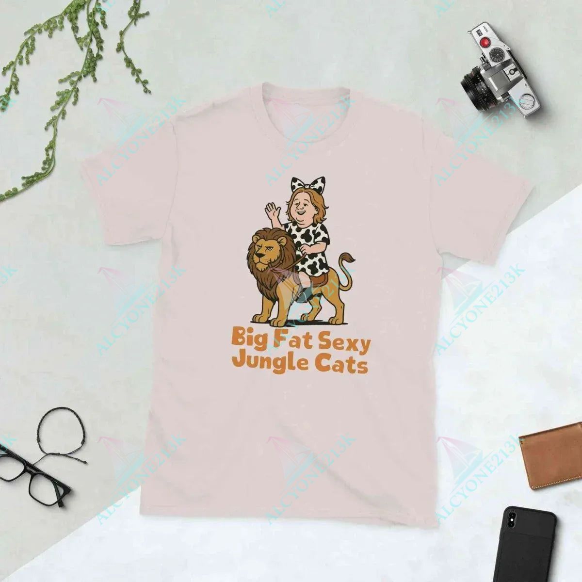 T-shirt Alcyone213k Lewis Capaldi Big Fat Sexy Jungle Cats Cotton Graphic T-Shirt | Unisex Design, Premium Comfort Ice Grey