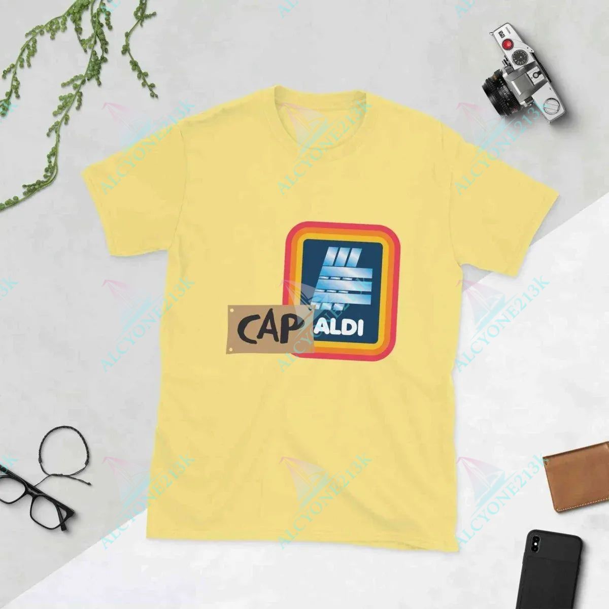 T-shirt Alcyone213k Lewis Capaldi T-Shirt | Unisex Cotton Graphic Tee for Concerts & Casual Wear - Capaldi on a Aldi Cornsilk