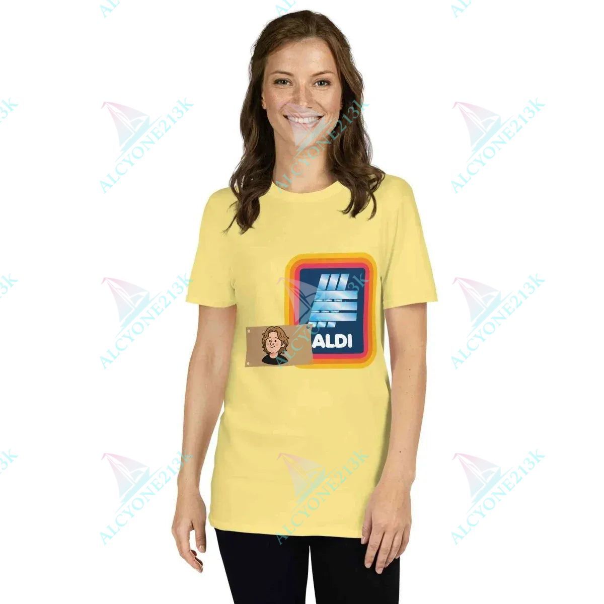 T-shirt Alcyone213k Lewis Capaldi Unisex T-Shirt | 100% Cotton Tee with Unique Capaldi On A Aldi Design Cornsilk