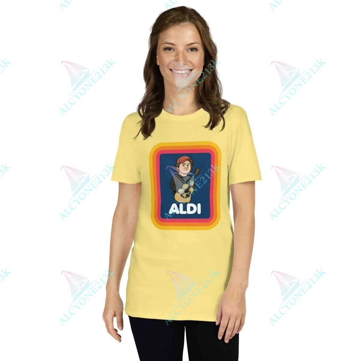 T-shirt Alcyone213k Lewis Capaldi Unisex Cotton T-Shirt | Unique Fan Merchandise for Ultimate Comfort - Capaldi on a Aldi Cornsilk
