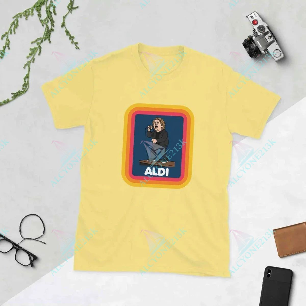 T-shirt Alcyone213k Lewis Capaldi Unisex Cotton T-Shirt | Unique Capaldi On A Aldi Design for Fans Cornsilk