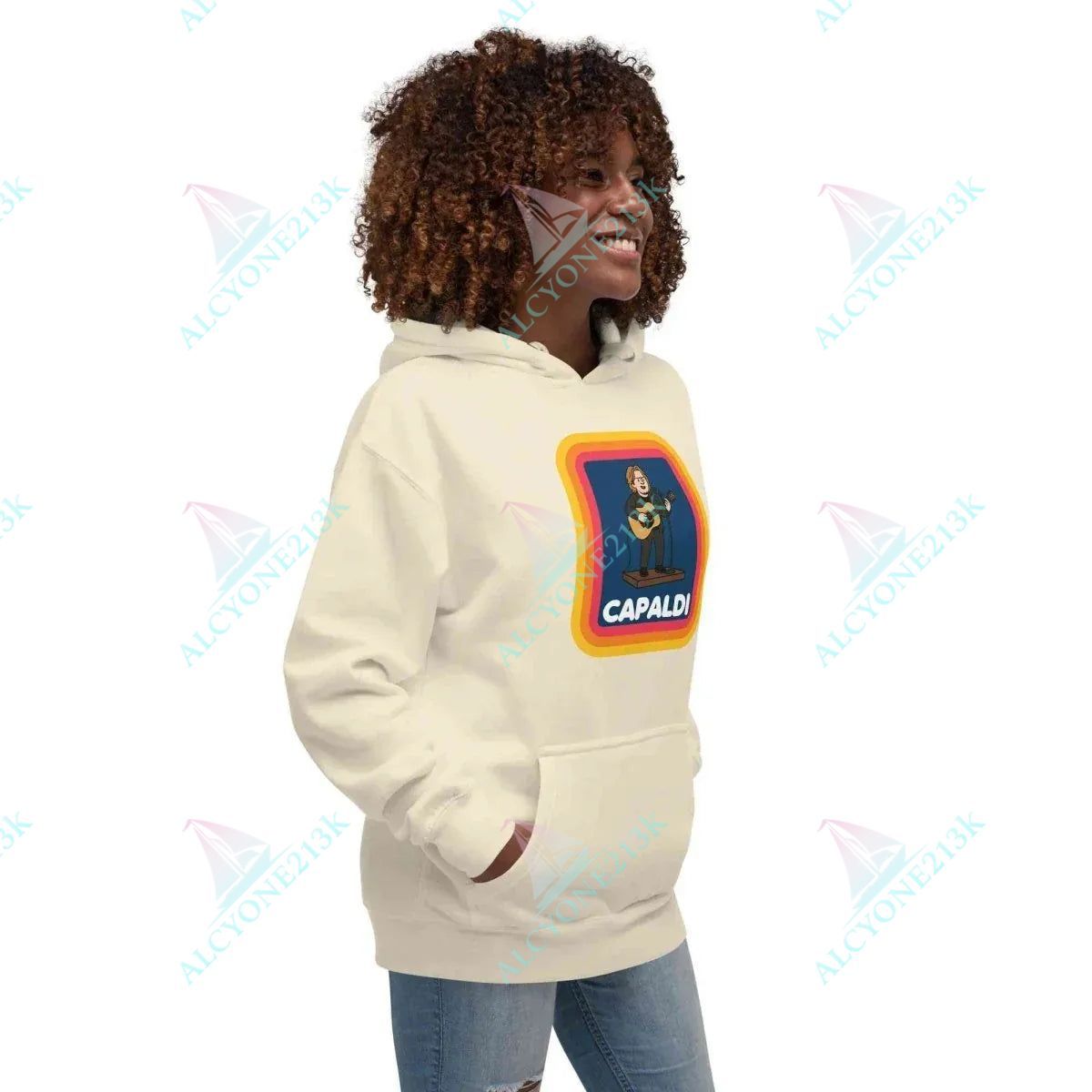 Alcyone213k Lewis Capaldi Unisex Hoodie - Premium Cotton Blend with Fun 'Capaldi On A Aldi' Graphic Merch